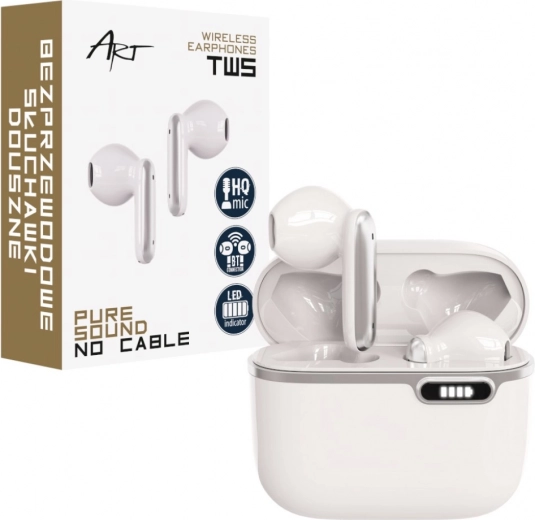 Bluetooth slušalke s HQ mikrofonom TWS bele
