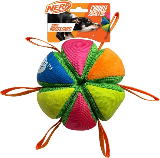 Nerf Dog piskajoča in šumeča žoga z zankami 15 cm