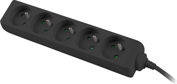 Podaljševalni kabel 1,5m, črna, 5 vtičnic
