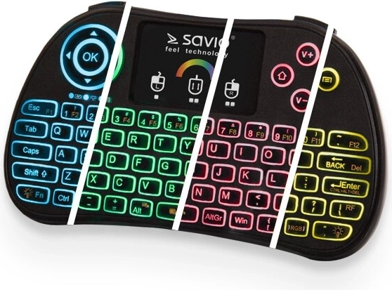 brezžična osvetljena mini tipkovnica z RGB sledilno ploščico za pametne TV, TV boxe, konzole in PC