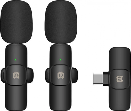 brezžični lavalier mikrofon USB‑C Puluz za Android (dvojni komplet)