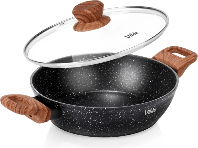 Globoka granitna ponev s steklenim pokrovom 24 cm, 2,2 l