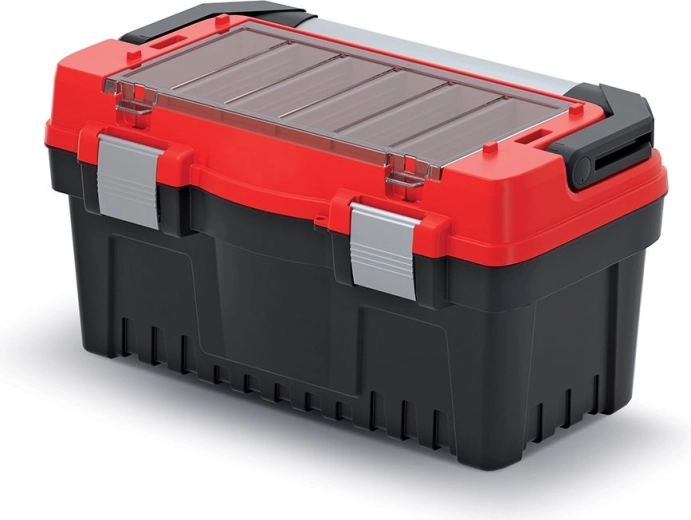Kovček za orodje EVO s kovinskim ročajem in zapirali, 476 × 260 × 256 mm, rdeč