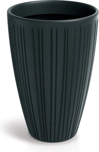 Visok rebrast lončar Fero Round High 48 cm – temno siv