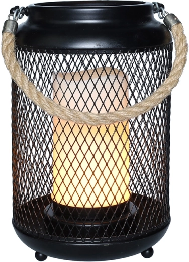 Solight kovinska laterna z LED-svečko, topla bela, črna, 20 cm