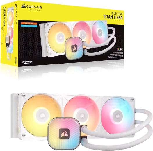 Vodno hlajenje procesorja Corsair iCUE LINK TITAN II 360 RX RGB belo
