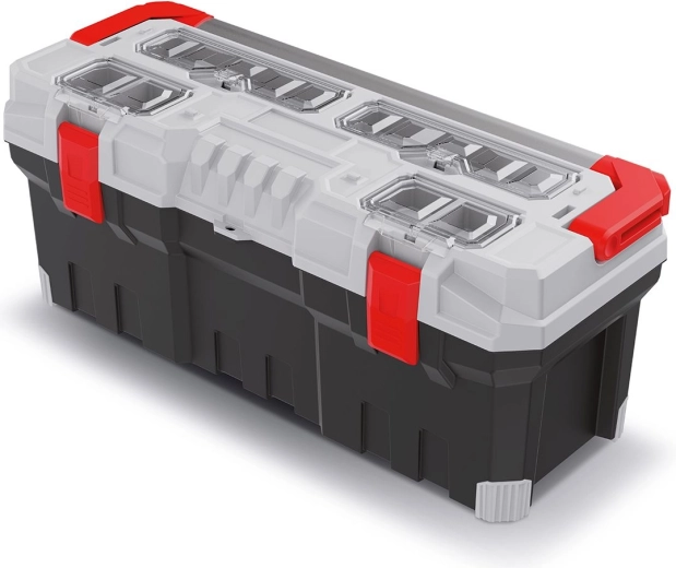 Plastičen kovček za orodje TITAN PLUS s kovinskim ročajem, 752 × 300 × 304 mm, siv