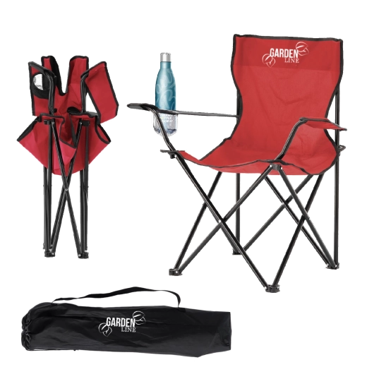 Zložljiv turistični in ribiški stol rdeč 50 × 50 × 80 cm