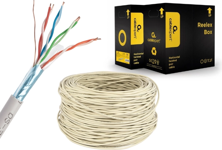 Shielded installation cable FTP Cat 5e AWG24 305 m grey