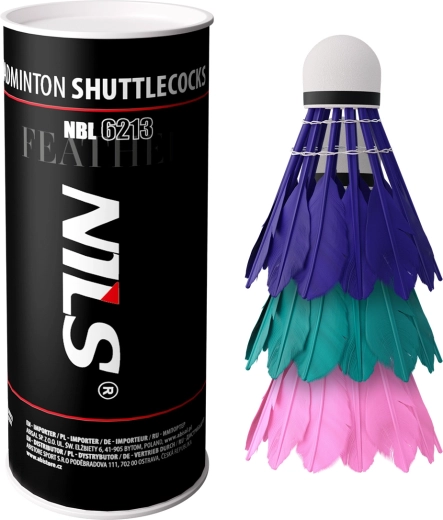 Peresne badminton žogice NILS multicolor, 3 kosi