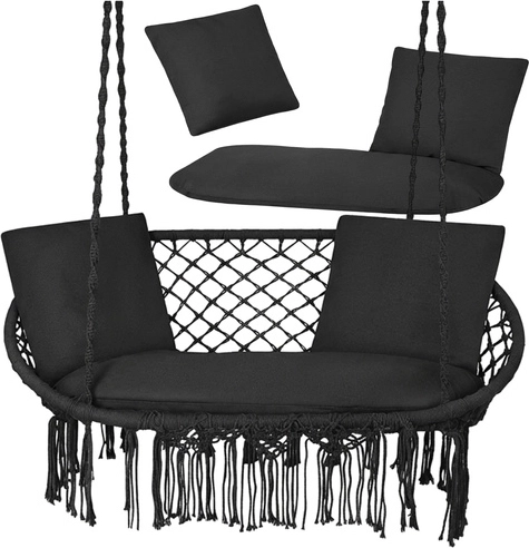 Blazine za dvojni vrtni viseči stol štorkljino gnezdo GARDLOV – črne