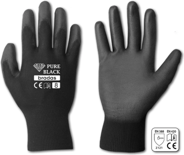 Zaščitne rokavice Pure Black PU, velikost 8 (M)