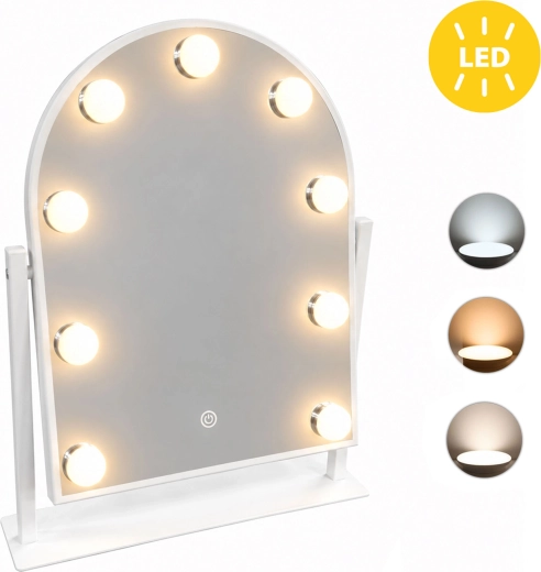 LED kozmetično ogledalo ModernHome 30 × 40 cm z 9 žarnicami