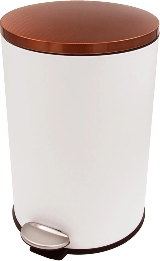Stopalka koš za odpadke 20 l okrogel bel z bakrenim pokrovom