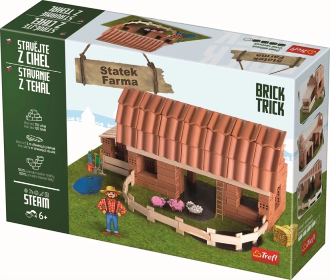 Trefl Brick Trick kmetija XL – gradbeni komplet iz pravih opek