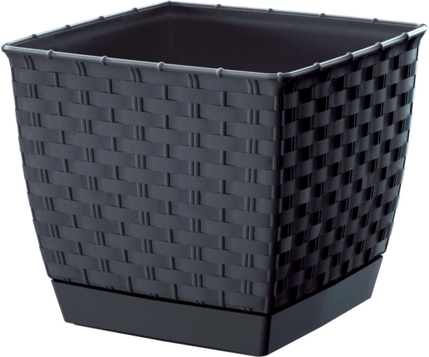 Antracitni cvetlični lonček Ratolla Square 22 cm