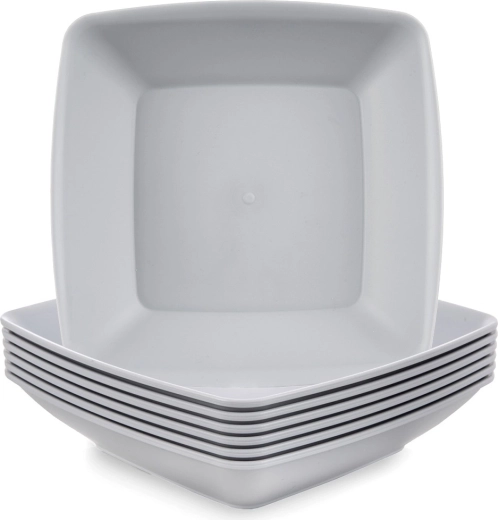 Sandy globoki plastični krožniki 17,5 cm, 500 ml, sivi, 6 kos