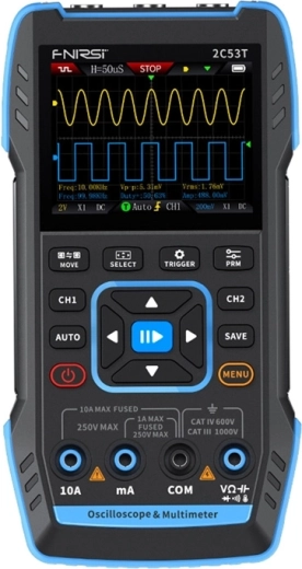 FNIRSI 2C53T prenosni osciloskop, multimeter in generator signala 3 v 1