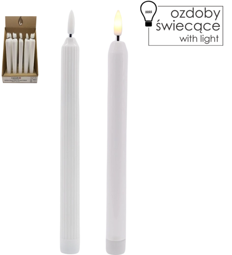 LED sveča na baterije 22,5 cm, topla bela, mešanica vzorcev