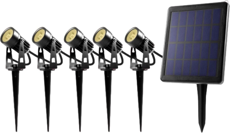 Solarne vrtne reflektorske LED-svetilke RETLUX s panelom – 5 kosov