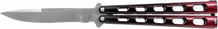 Zložljiv metuljčkov nož 9 cm črno‑rdeč aluminij JOKER