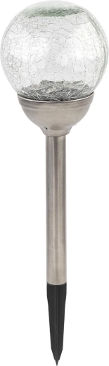 Sončna vrtna svetilka krogla 12 cm, nerjaveče jeklo in steklo, 2 LED