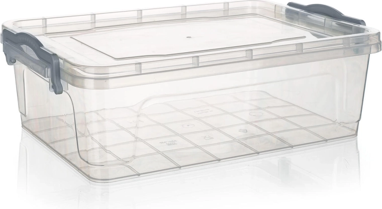 Shramba škatla Gema 7 l s pokrovom in sponkami, prozorna