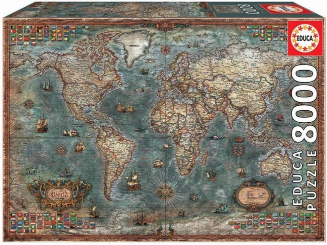 Educa Puzzle Politični zemljevid sveta 8000 kosov