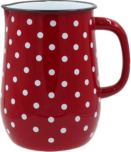 Emajliran vrč 2,5 l z belimi pikami rdeč TORO