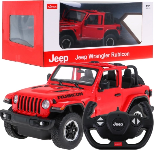 Rastar Jeep Wrangler Rubicon Red RC Car 1:14 with 2.4 GHz Remote Control