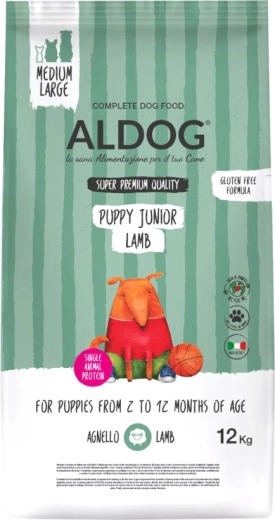 Aldog Puppy Junior Lamb Medium/Large briketi za mladiče srednjih in velikih pasem 12 kg
