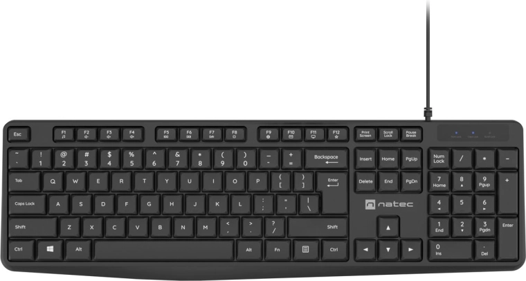 Natec Nautilus ozka žična tipkovnica US, črna