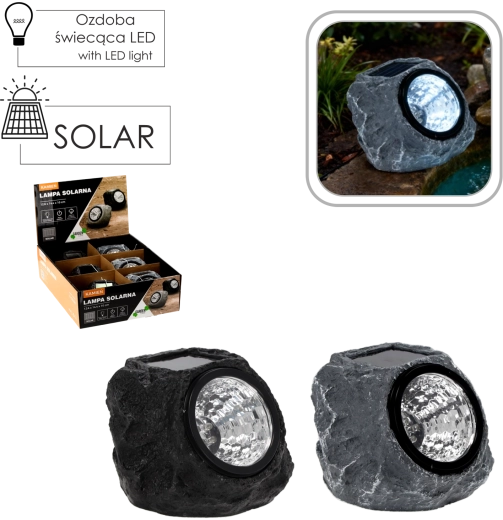 Solarna vrtna svetilka v imitaciji kamna 12,6 × 14,4 × 10 cm