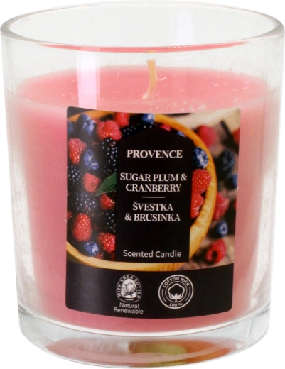 Sveča v steklu sliva in brusnica 7 × 8 cm