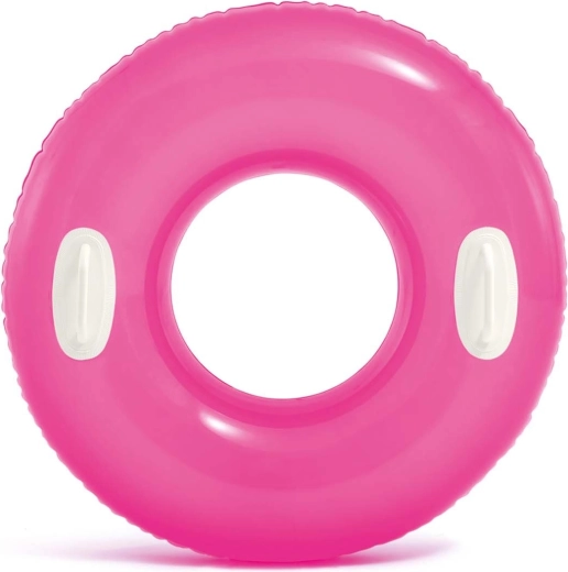 Rožnat plavalni obroč z ročaji Intex 76 cm