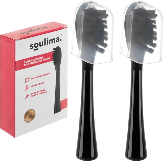 Nadomestne glave za sonično zobno ščetko Soulima X800 črne (soft + medium) 2 kos