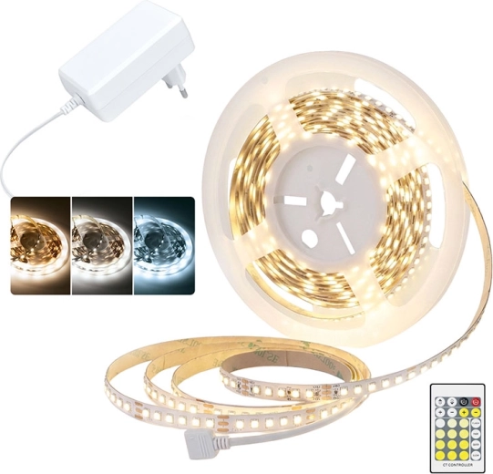 Solight LED light strip 3CCT 5 m with 12 V adapter and remote control