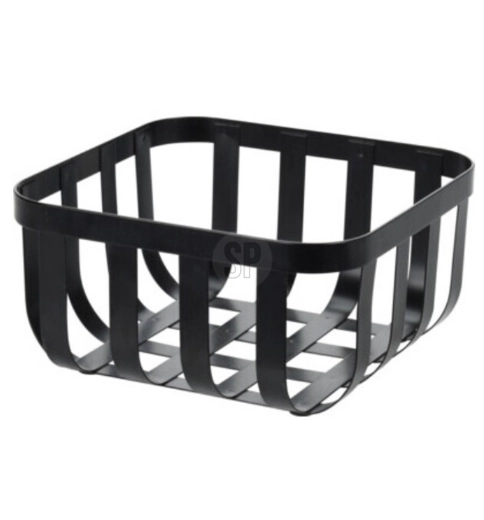 Kovinska kvadratna košara za sadje 19 × 19 × 9 cm – mat črna, industrijski loft