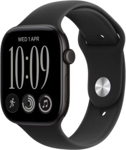Apple Watch Series 12 GPS 46 mm s črnim aluminijastim ohišjem in črnim športnim paščkom M/L
