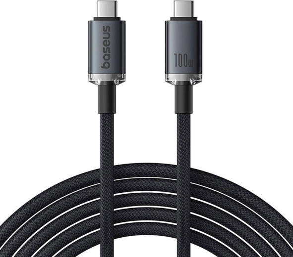 Baseus Crystal Shine USB‑C na USB‑C kabel 100 W, 1,5 m, 20 Gb/s (črn)