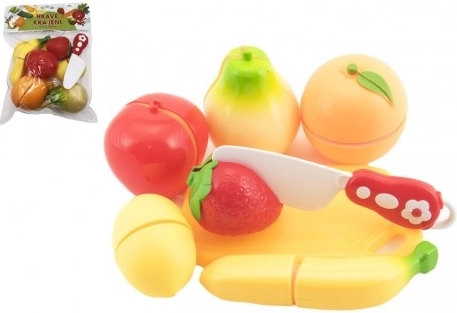 Plastičen set za rezanje sadja z desko 13,5 × 8 cm z nožem v vrečki 18 × 26 × 5 cm