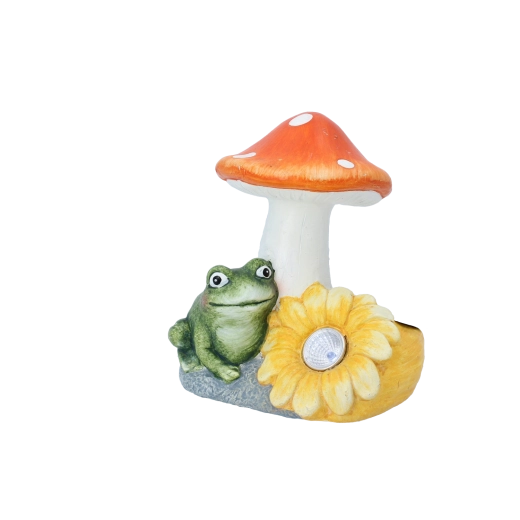 Vrtna figurica mušnica s cvetom in LED svetlobo