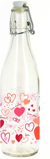 Steklenica s patentnim zamaškom z motivom srca, 540 ml