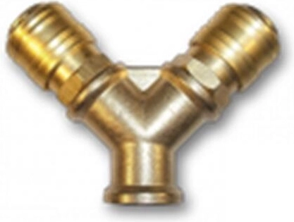 Medenen razdelilnik za cev z notranjim navojem 3/8" in dvema hitrima spojkama