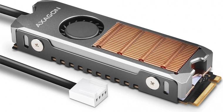 Bakren hladilnik z ventilatorjem za dvostranske SSD M.2 2280, višina 13 mm
