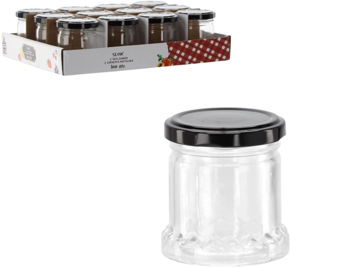 Kozarec 100 ml z reliefom in črnim kovinskim pokrovčkom