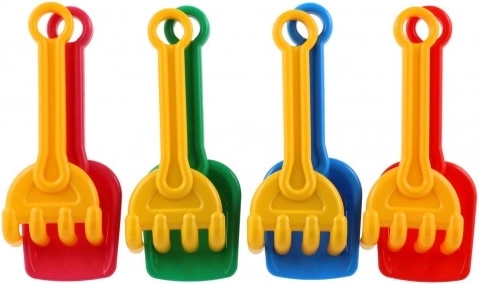 Teddies set za peskovnik – lopatka in grabljice (mešanica barv)