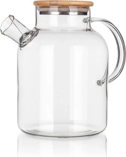 Steklena čajnik in kavnik Rino 1,5 l z bambusovim pokrovom