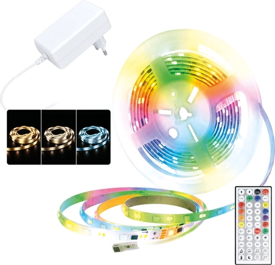 Solight LED svetlobni trak RGB + 3CCT z daljinskim upravljalnikom, 5 m