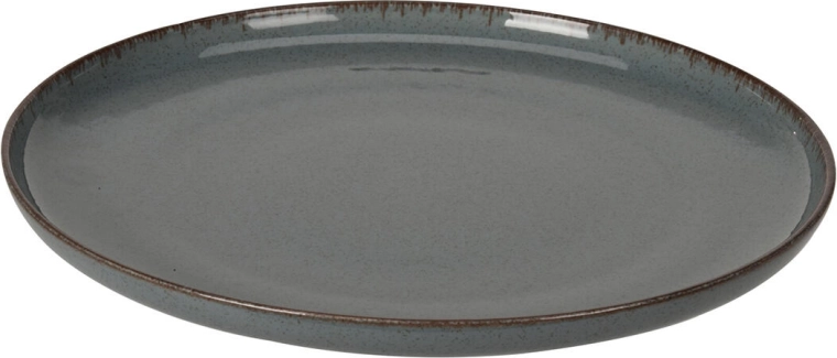 Porcelanast plit krožnik 27 cm z rjavim robom